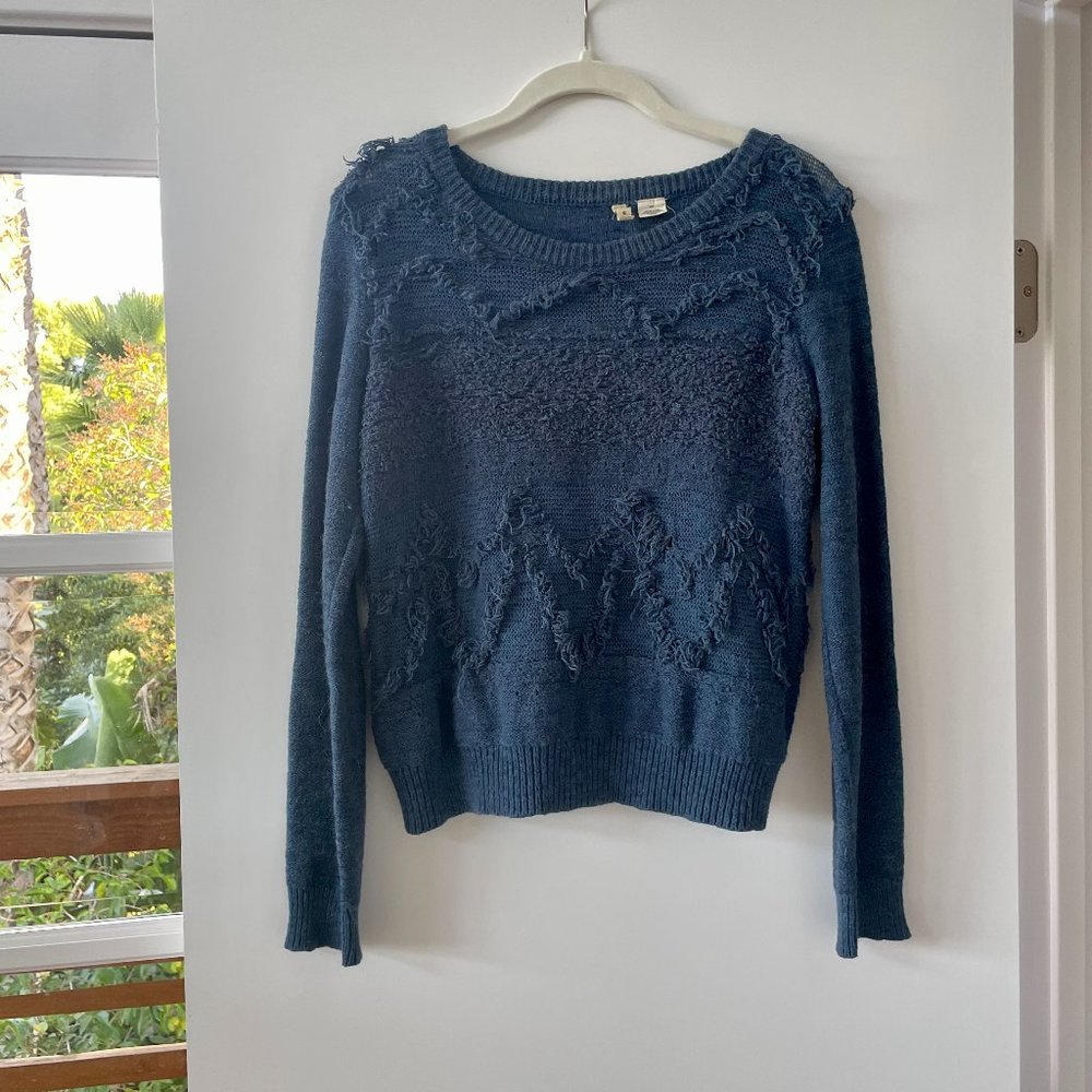 Anthropologie, Moth Pullover Shaggy Sweater in Teal, Size Medium